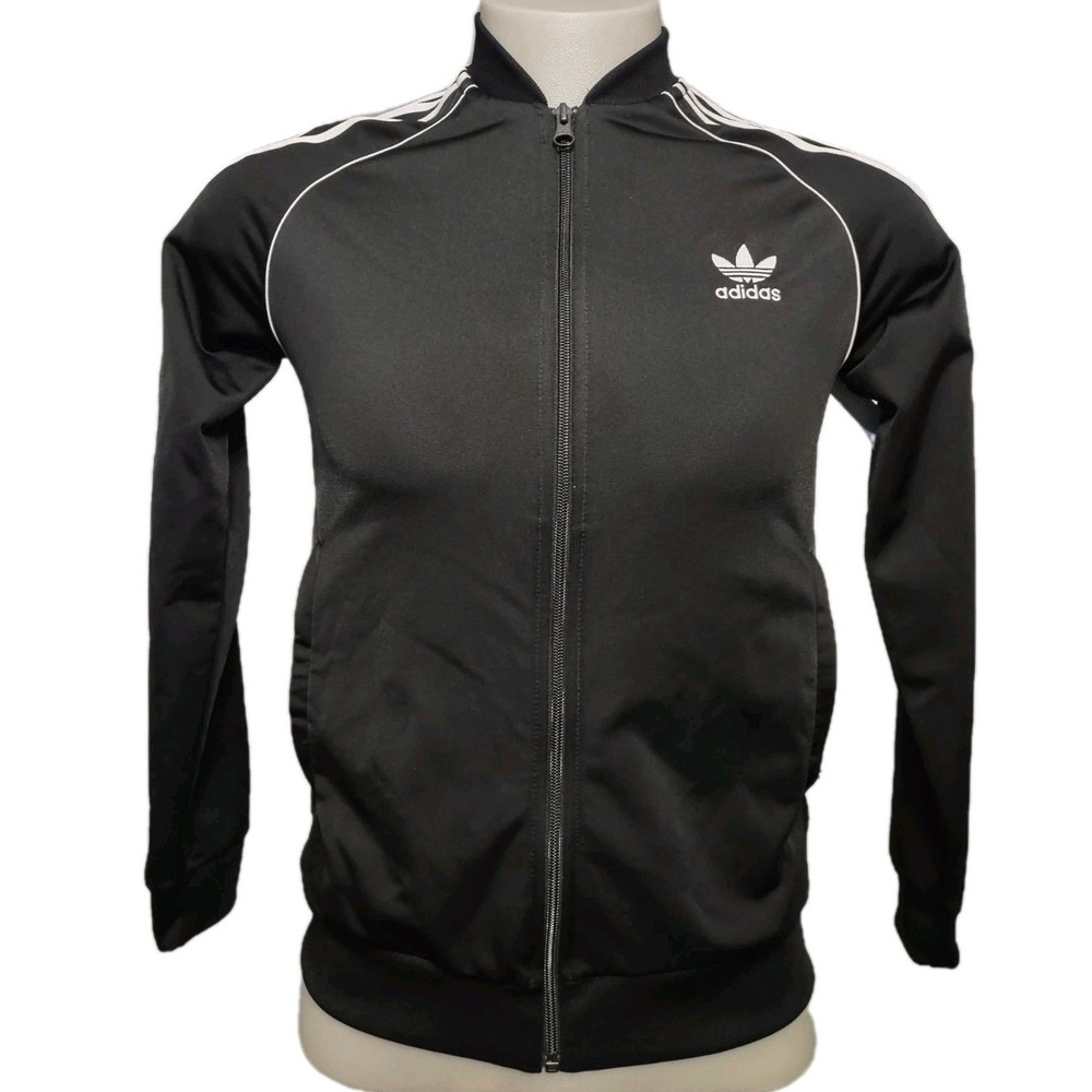 Adidas Track Jacket Size L Youth Unisex Streetwear Athleisure Black Retro Zip Up